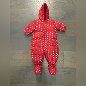 Baby gap red polka dot DOWN filled snowsuit 0-6M NWT